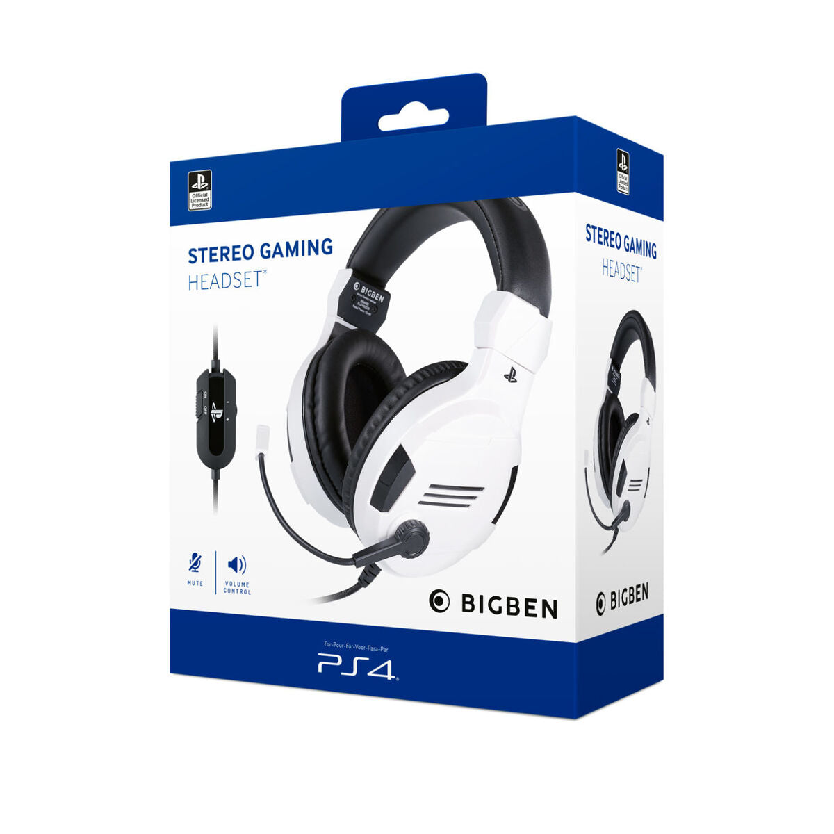 Gaming Headset mit Mikrofon Bigben PS4OFHEADSETV3WHITE Schwarz/Weiß