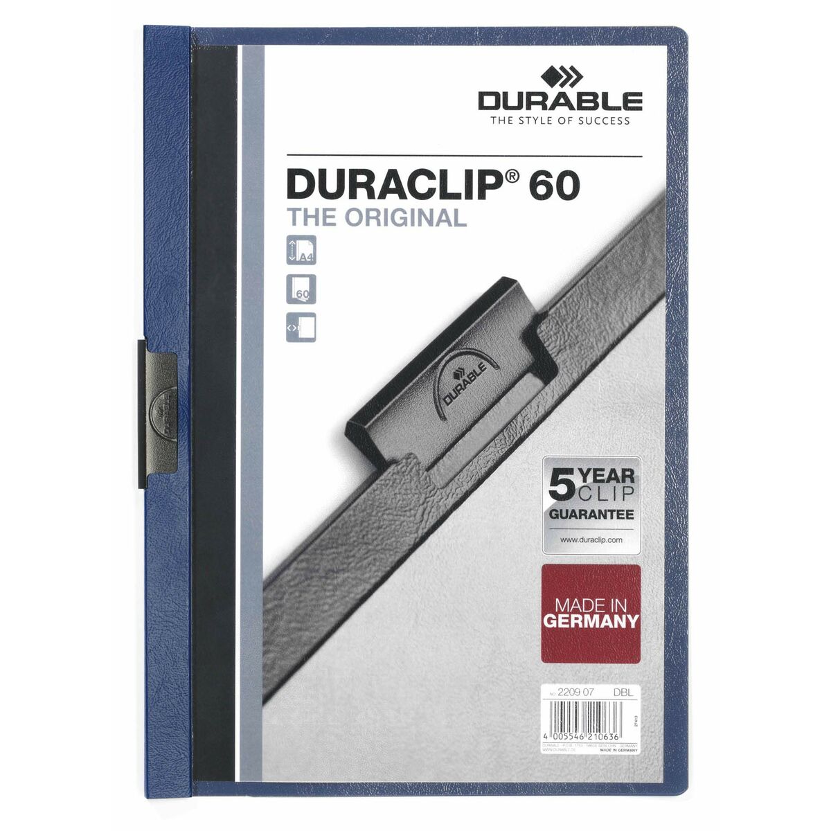 Portfoliomappe Durable Duraclip 60 Durchsichtig Dunkelblau A4