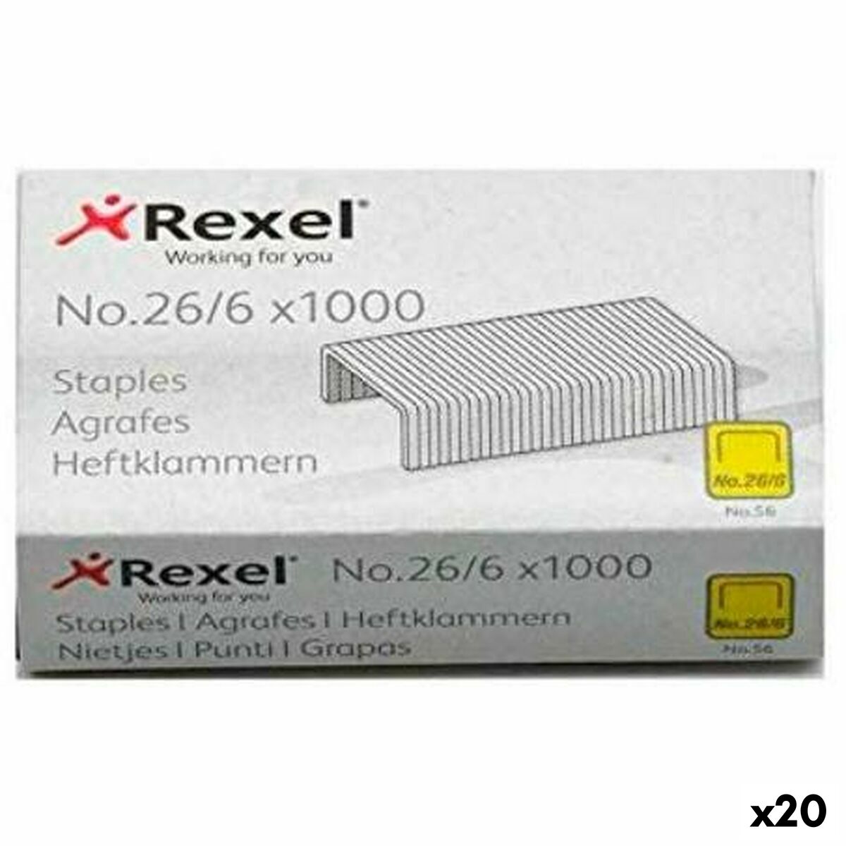 Heftklammern Rexel 1000 Stücke 26/6 (20 Stück)