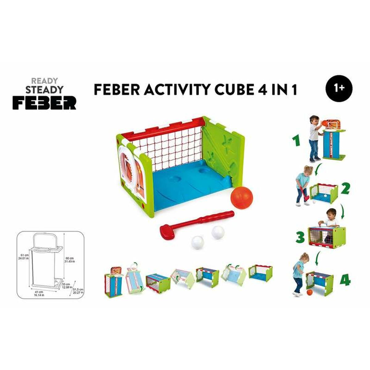 Geschicklichkeitsspiel Feber Activity Cube 4 in 1 Multisport