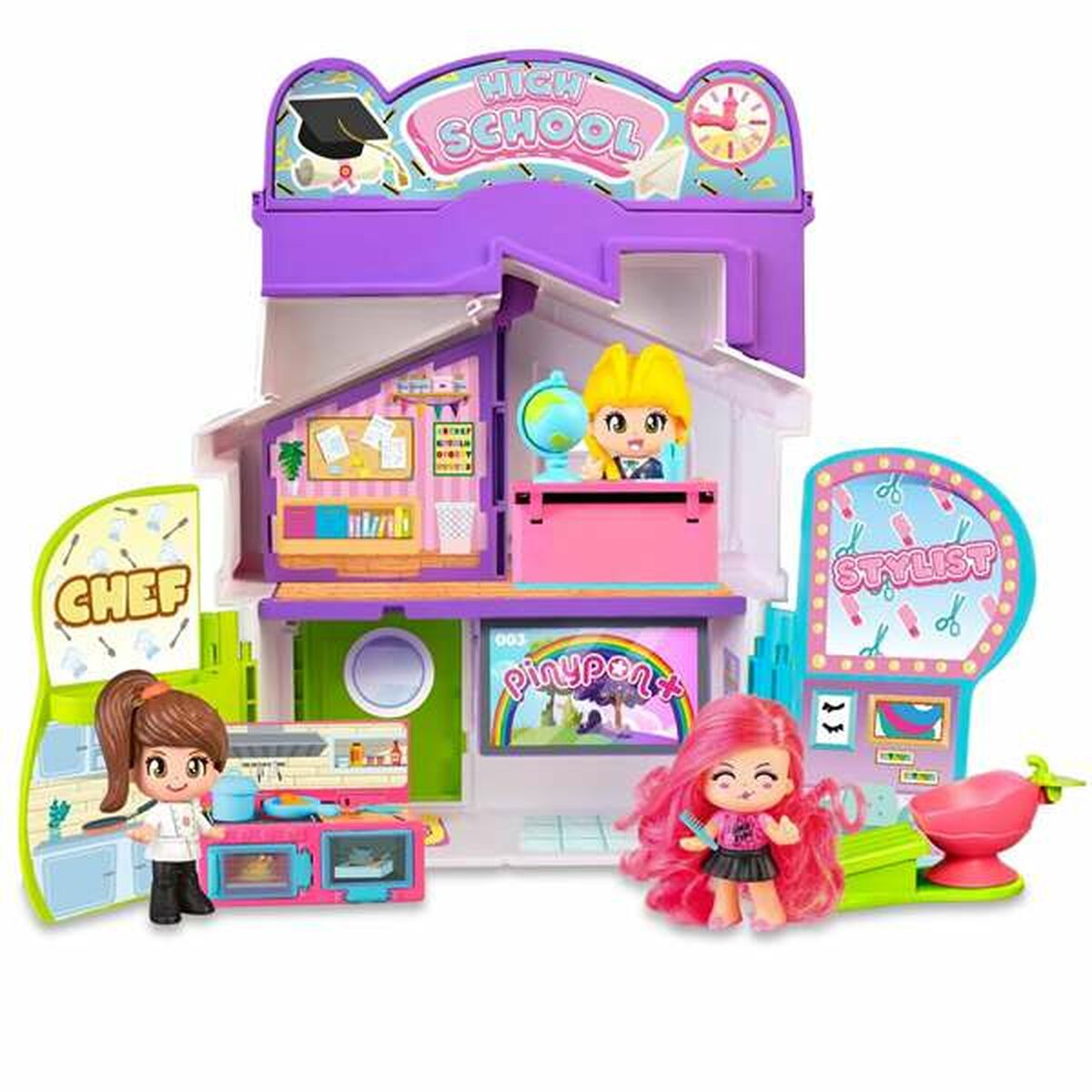 Playset Pinypon Chef & Stylist & High School 3 in 1