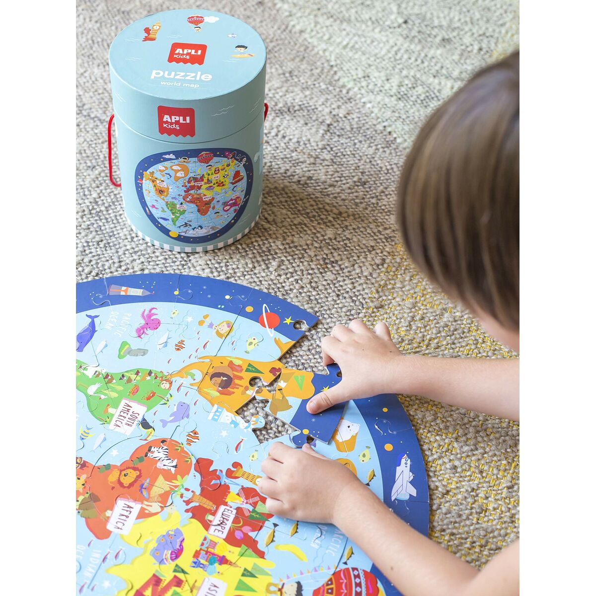 Puzzle Apli World Map kreisförmig 48 Stücke 50 cm