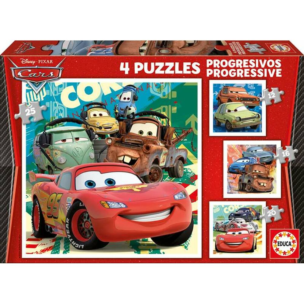 Set mit 4 Puzzeln   Cars Let's race         16 x 16 cm