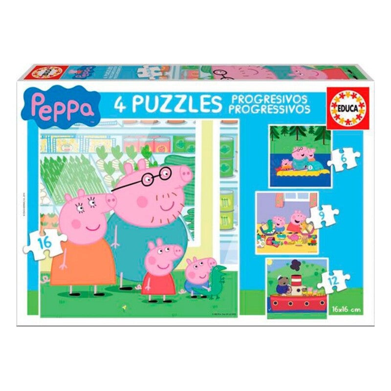 Set mit 4 Puzzeln   Peppa Pig Cosy corner         16 x 16 cm