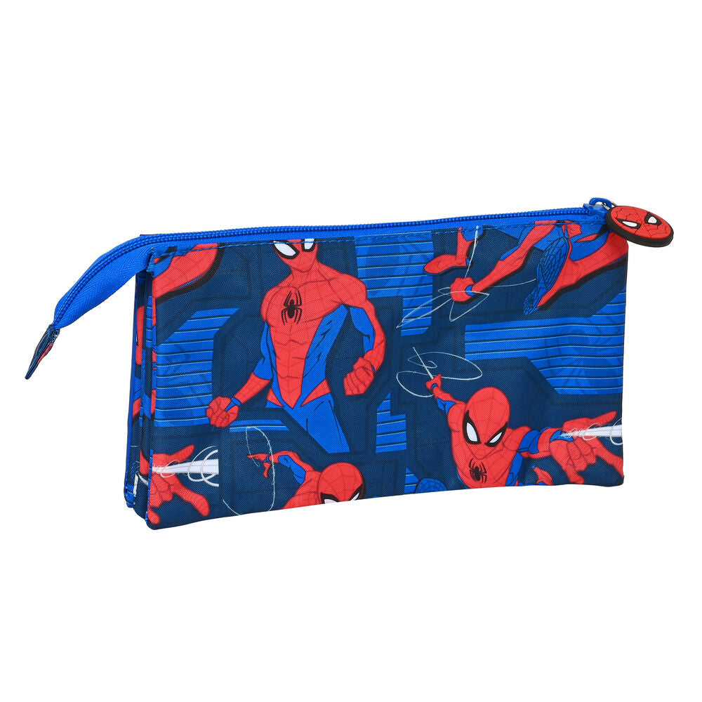 Schulmäppchen Spiderman Great power 22 x 12 x 3 cm Blau Rot