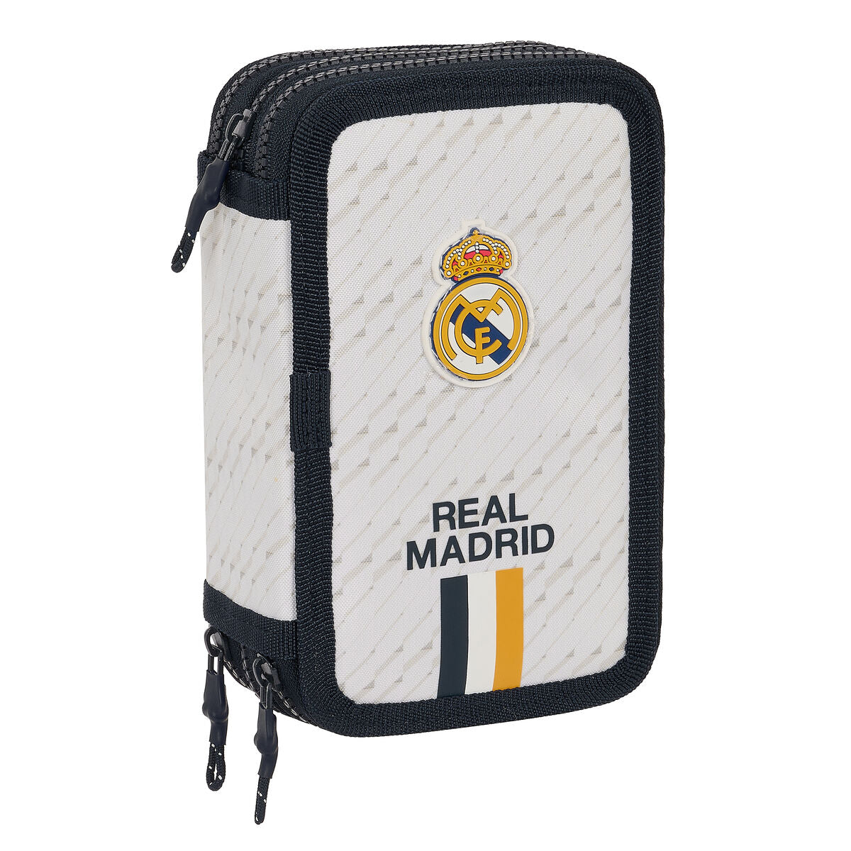 Dreifaches Federmäppchen Real Madrid C.F. Weiß 12.5 x 19.5 x 5.5 cm (36 Stücke)