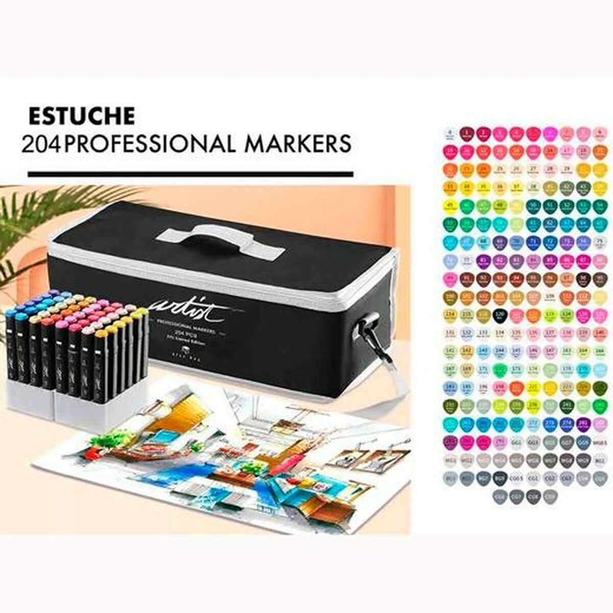 Marker-Set Alex Bog Luxury Canvas Gama Artist 204 Stücke Etüie Bunt