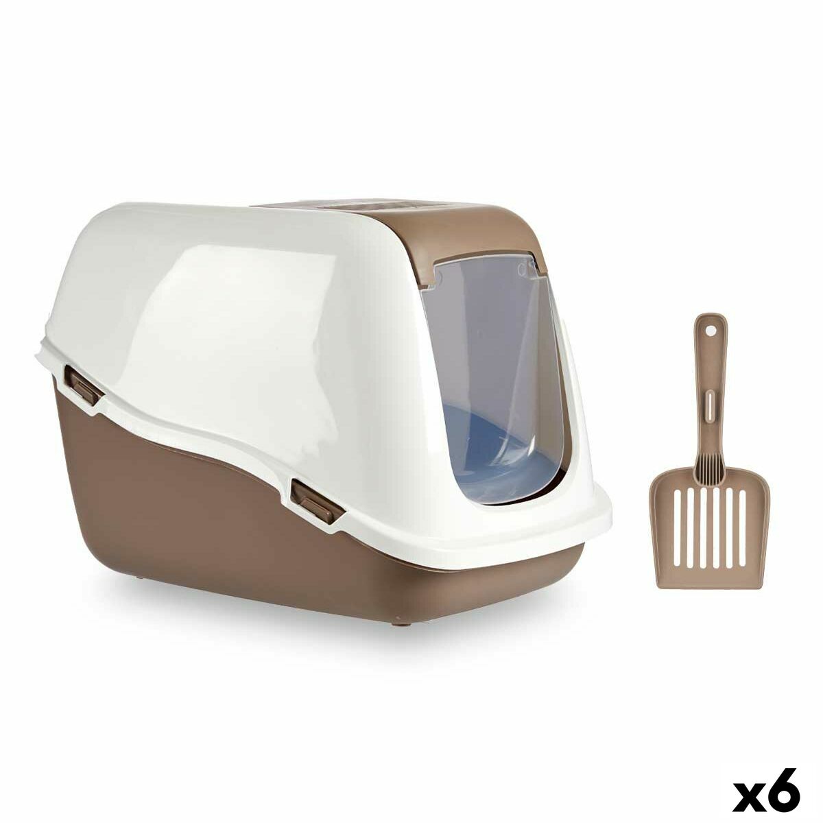 Katzentoilette Weiß Beige Kunststoff 39,7 x 57 x 39 cm (6 Stück)