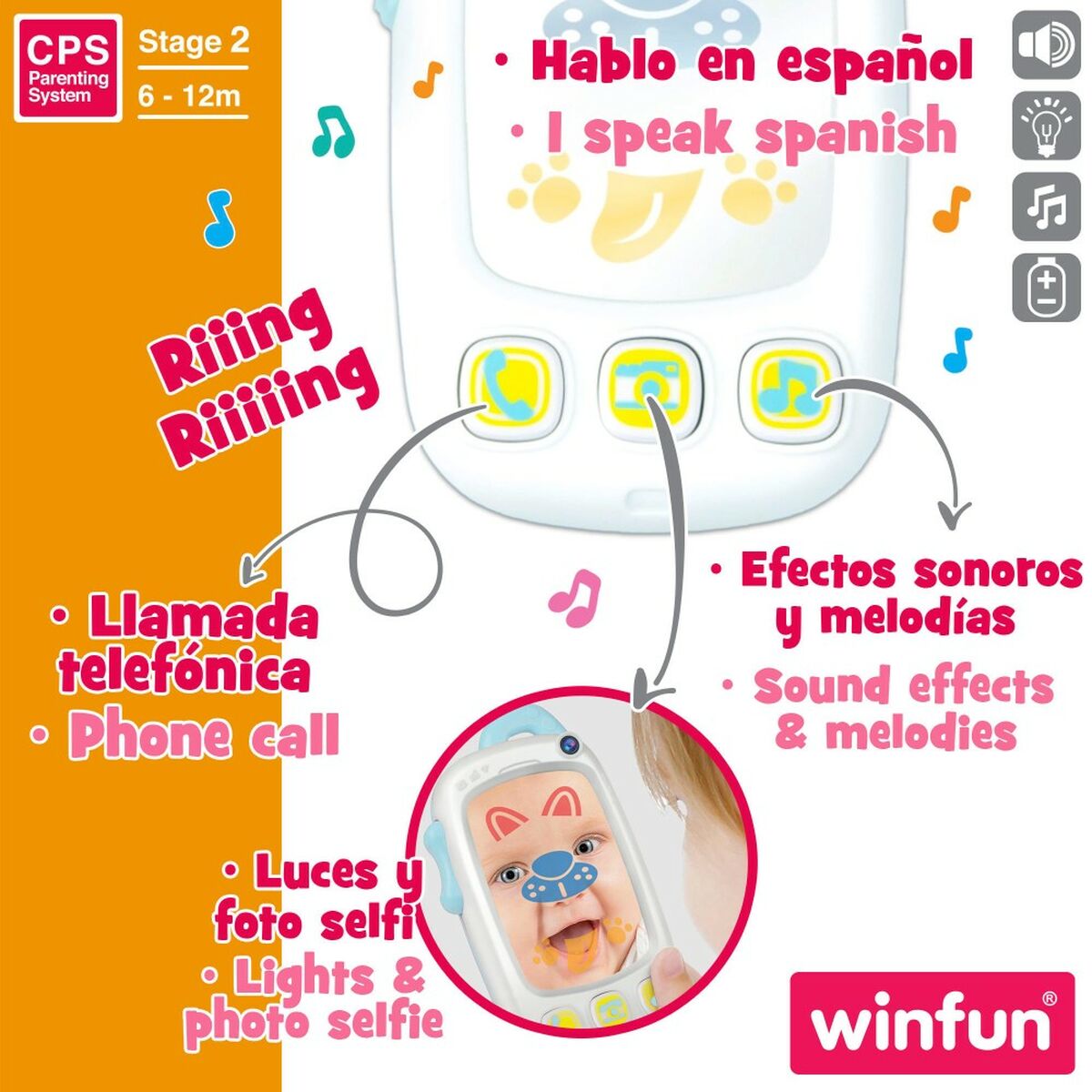 Spielzeug-Telefon Winfun Weiß 9 x 15,5 x 3,8 cm (6 Stück)