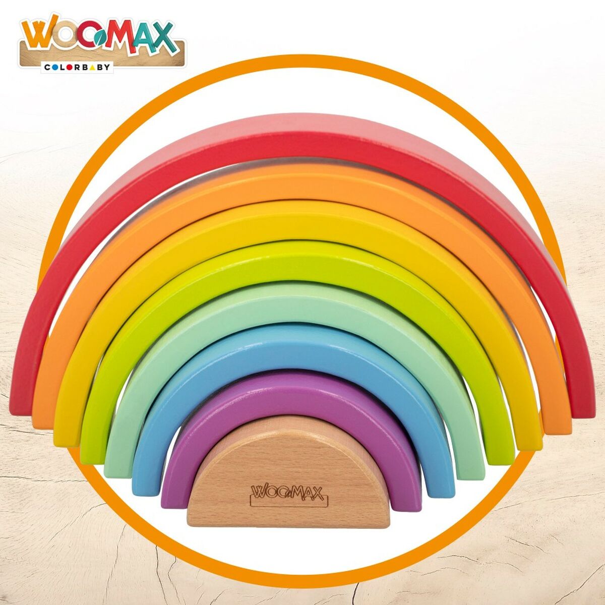 Kinder Puzzle aus Holz Woomax Regenbogen 8 Stücke 4 Stück