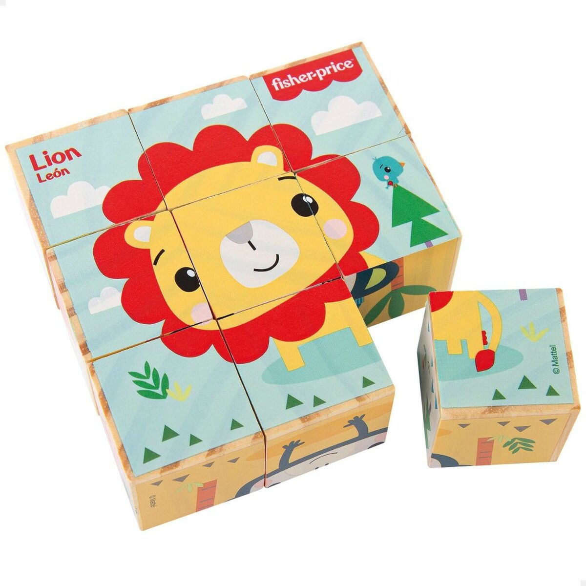 Kinder Puzzle aus Holz Fisher Price + 2 Jahre 9 Stücke (6 Stück)