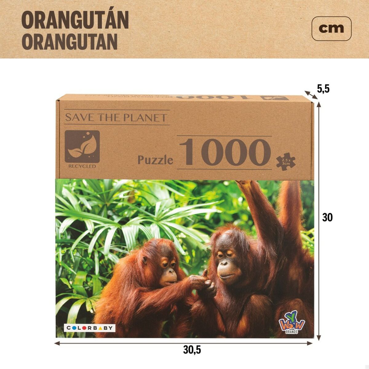 Puzzle Colorbaby Orangutan 6 Stück 68 x 50 x 0,1 cm