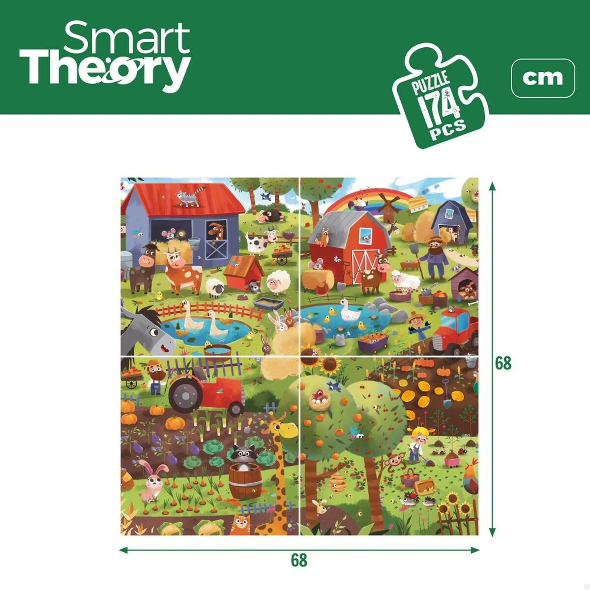 Kinderpuzzle Colorbaby 4 in 1 174 Stücke Bauernhof 68 x 68 cm (6 Stück)