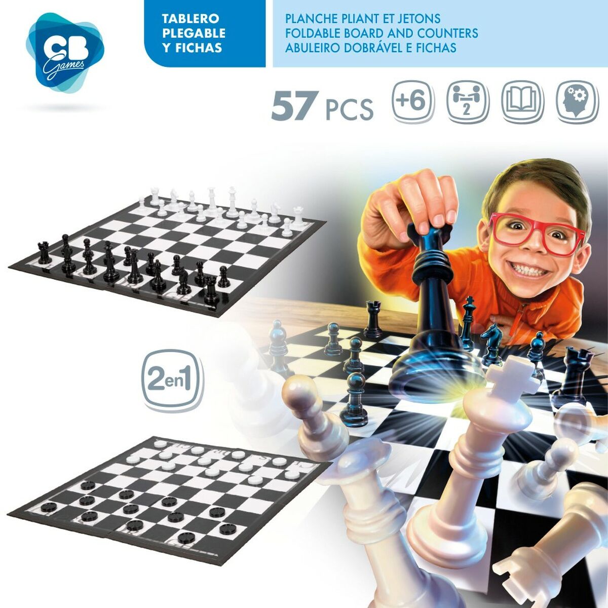 Schach- und Dame-Brett Colorbaby Kunststoff (12 Stück)