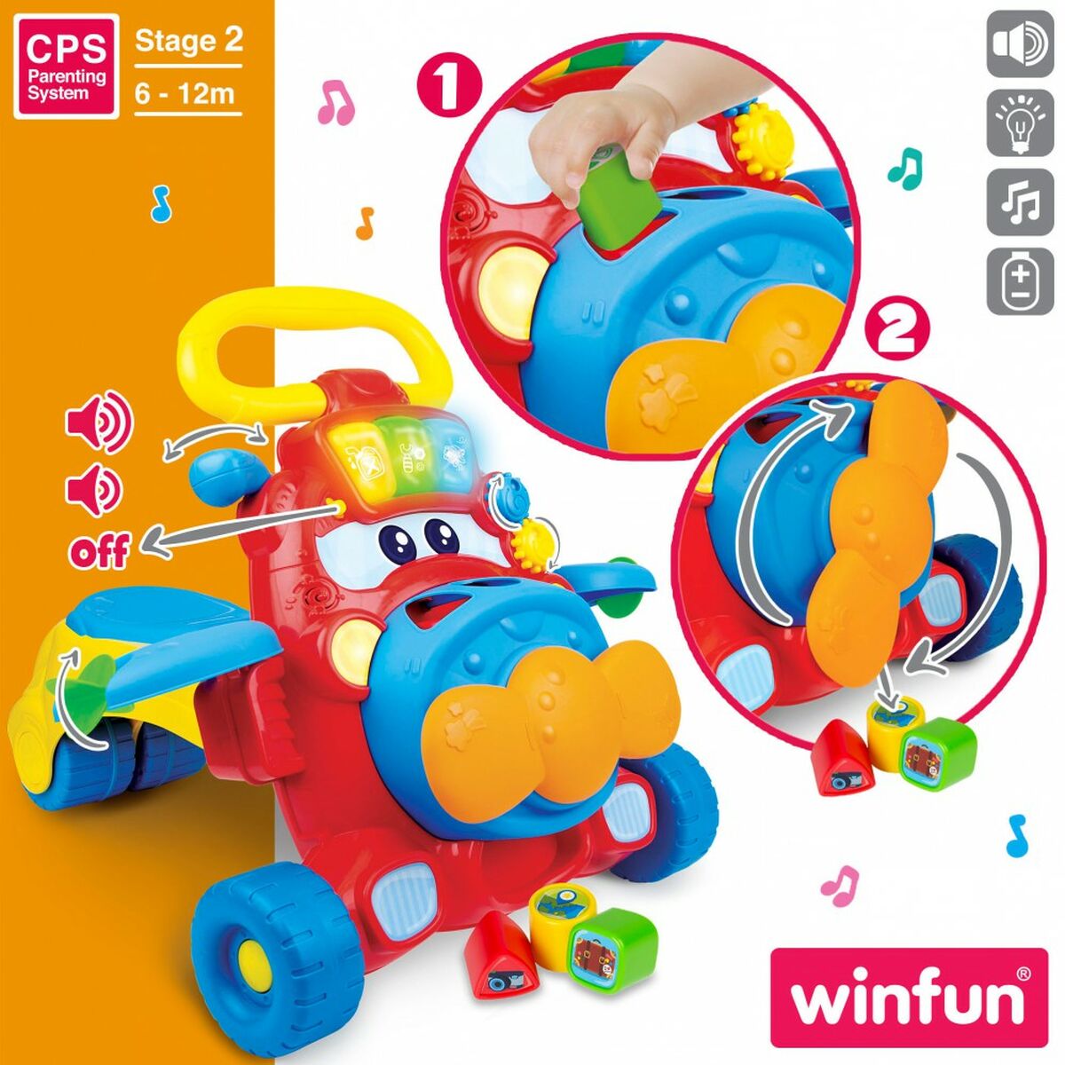 Rutschauto Winfun Flugzeug Licht Sound 37 x 17,5 x 14 cm (2 Stück)