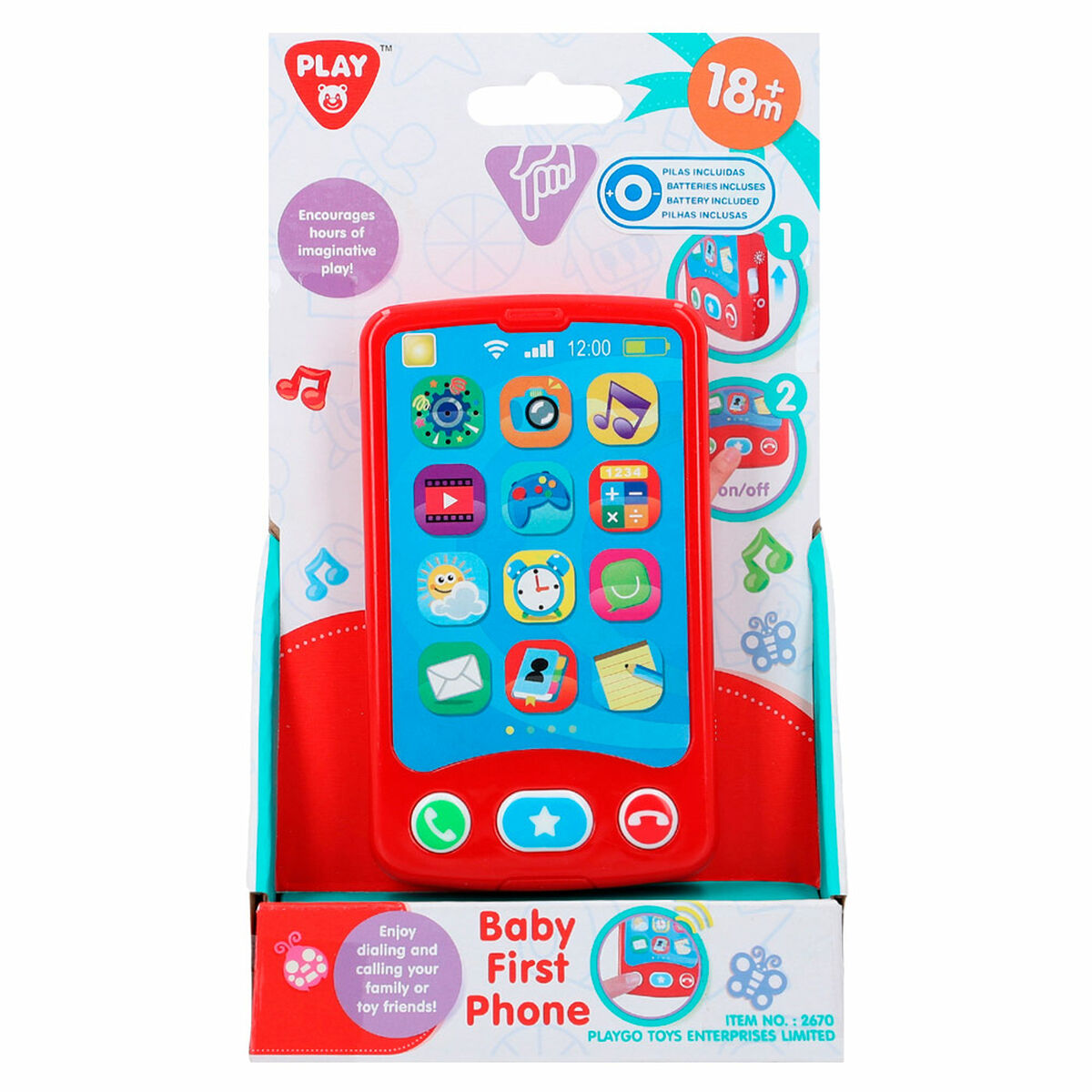 Spielzeug-Telefon PlayGo Rot 6,8 x 11,5 x 1,5 cm (6 Stück)