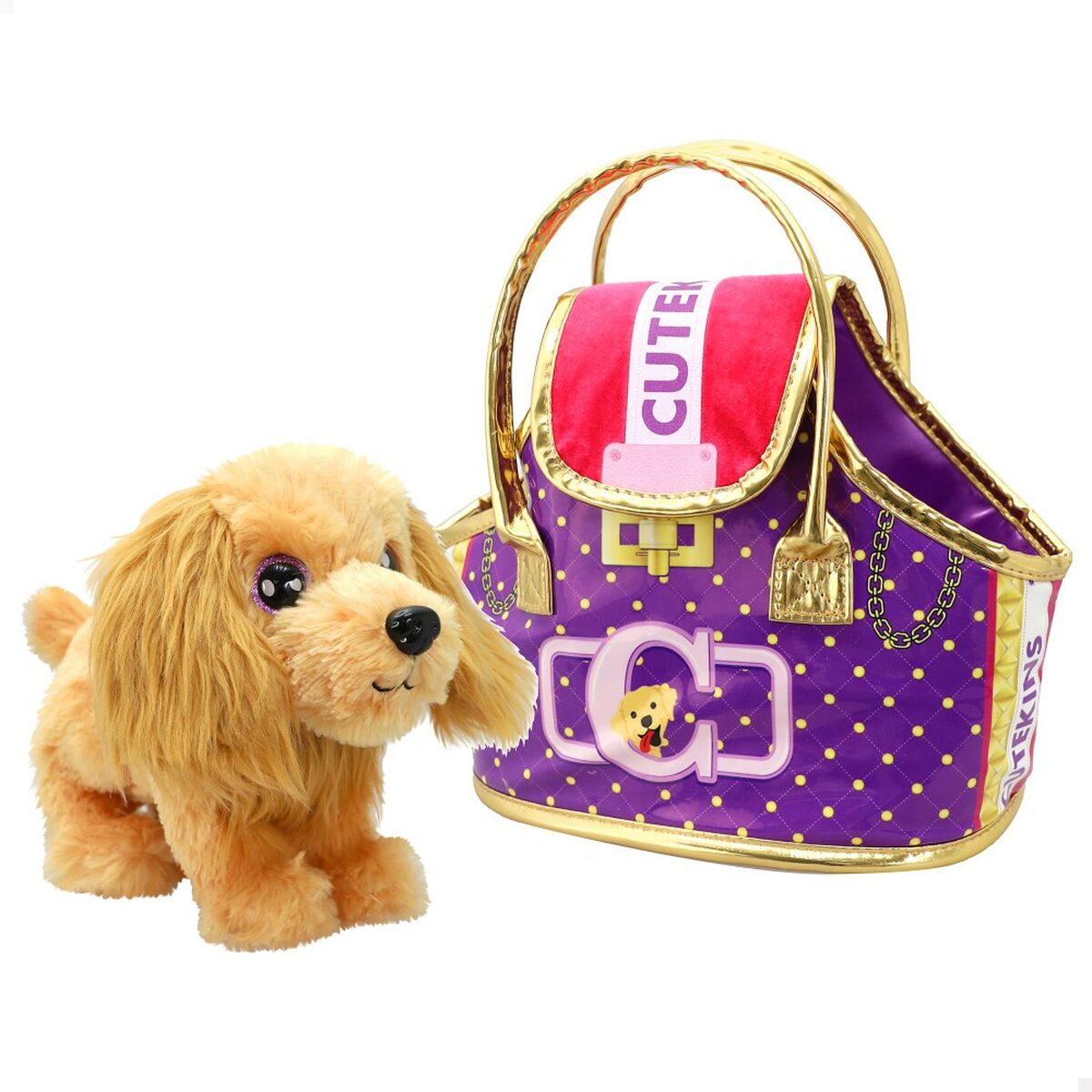 Plüschtier Funville Cutekins Handtasche Hund 25 x 20 x 13 cm (2 Stück)