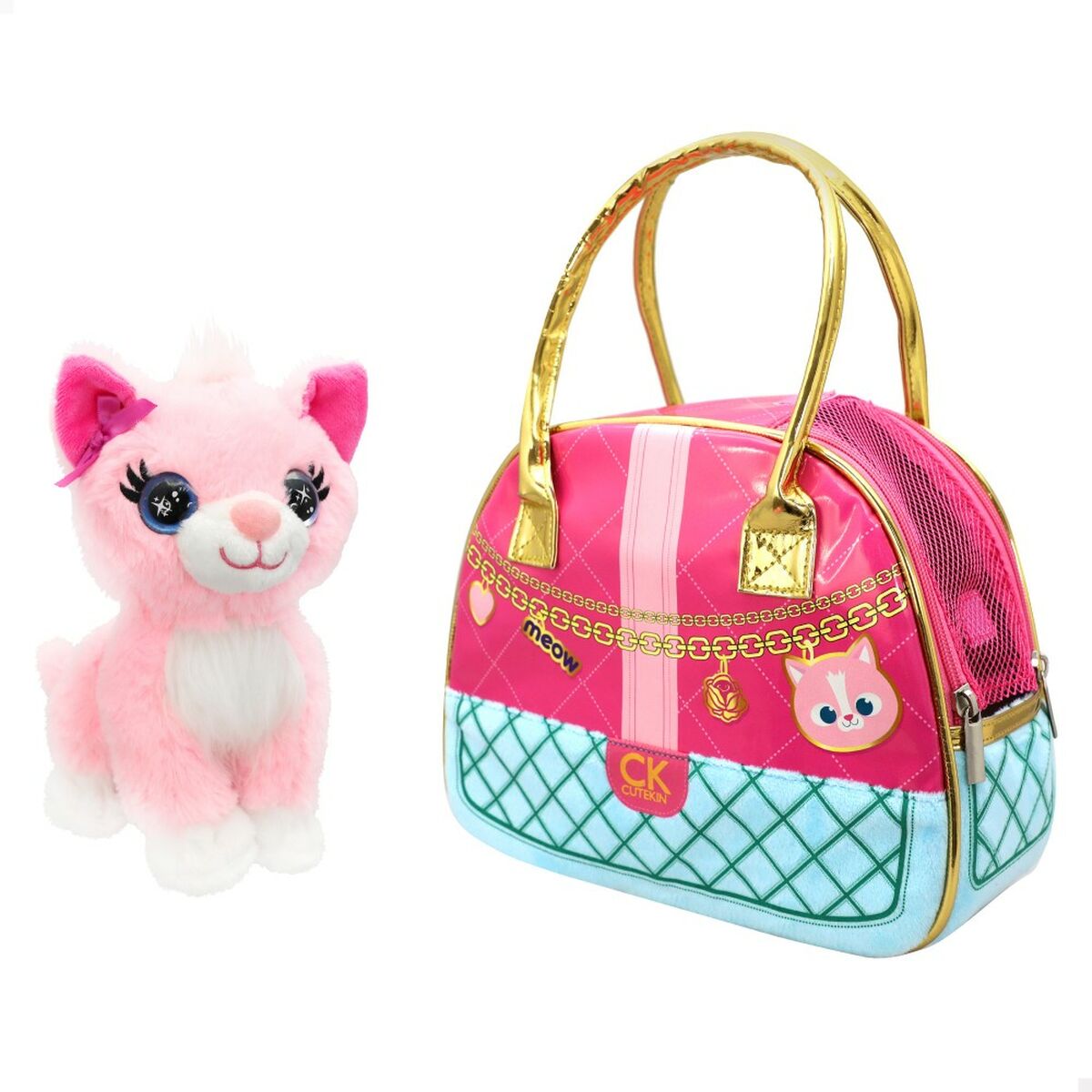 Plüschtier Funville Cutekins Handtasche Katze 20 x 19 x 14 cm (2 Stück)