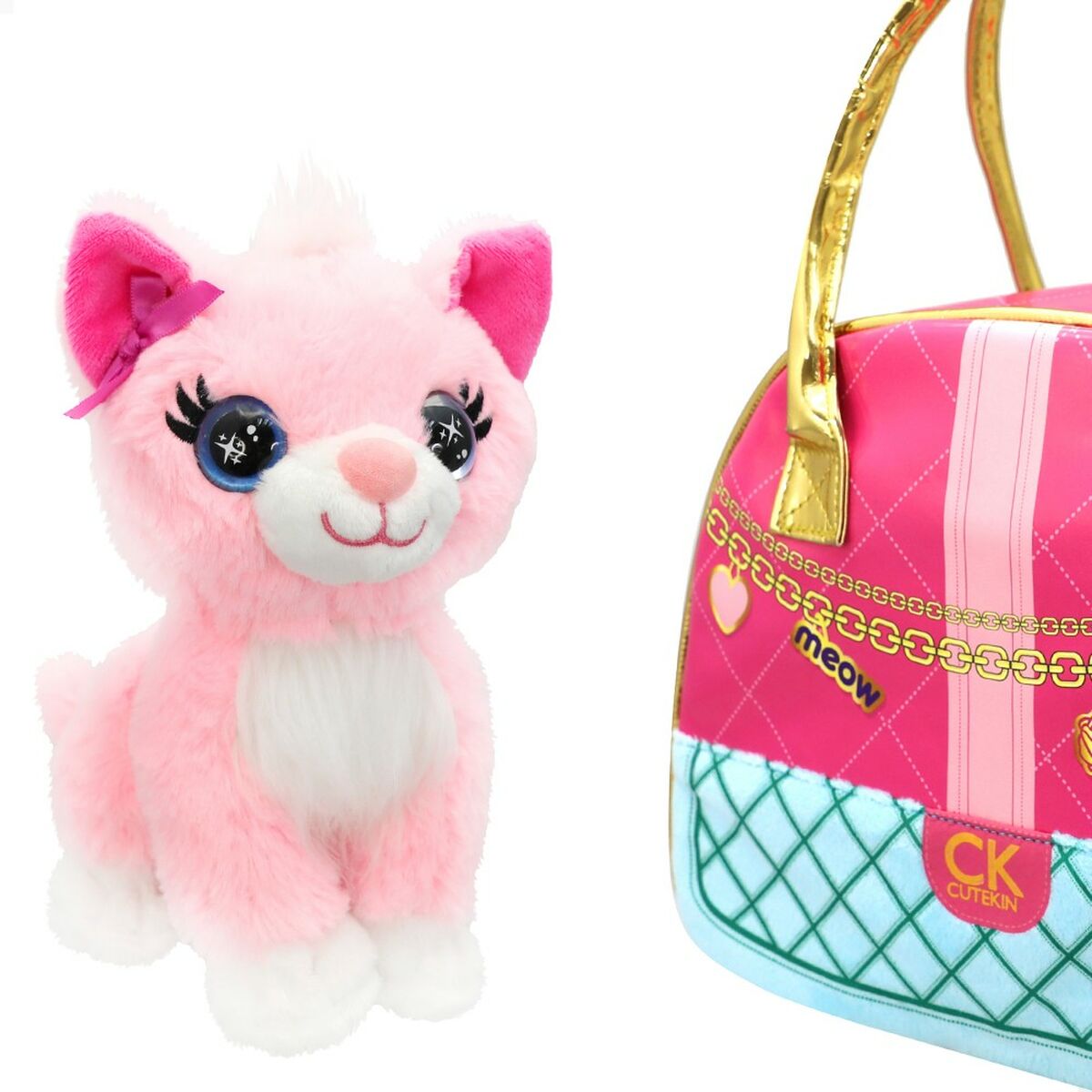 Plüschtier Funville Cutekins Handtasche Katze 20 x 19 x 14 cm (2 Stück)