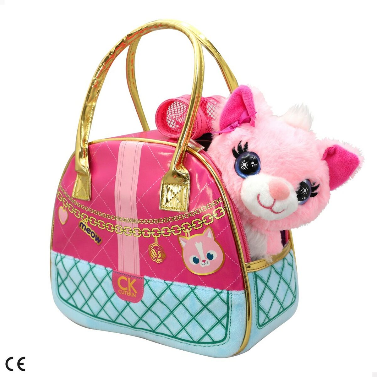 Plüschtier Funville Cutekins Handtasche Katze 20 x 19 x 14 cm (2 Stück)