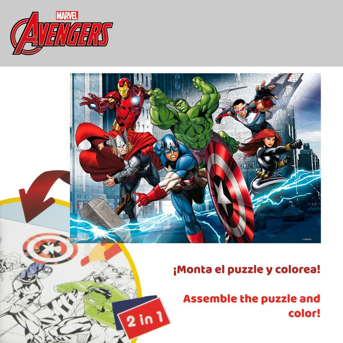 Kinderpuzzle The Avengers Beidseitig 60 Stücke 50 x 35 cm (12 Stück)