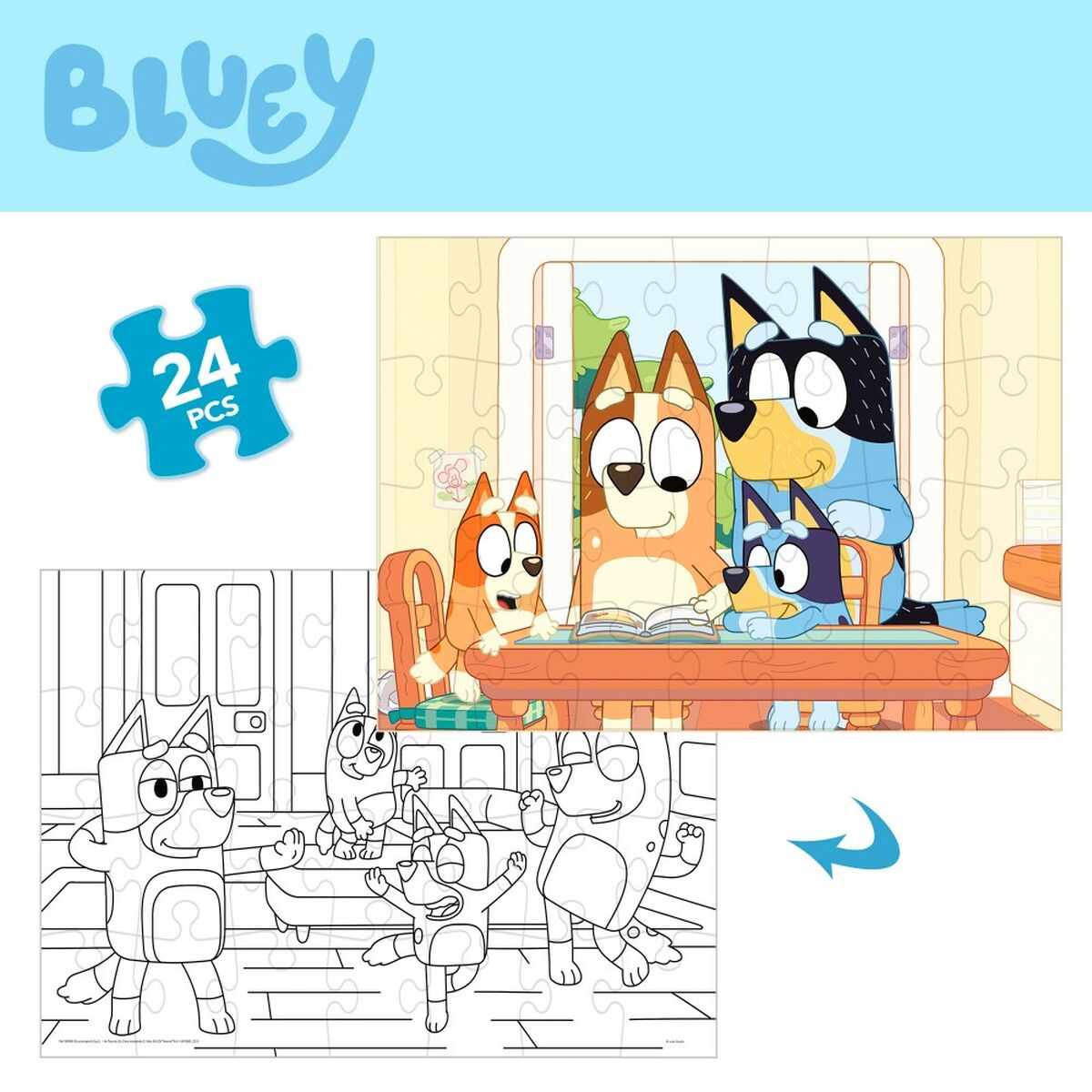 Kinderpuzzle Bluey Beidseitig 24 Stücke 50 x 35 cm (12 Stück)