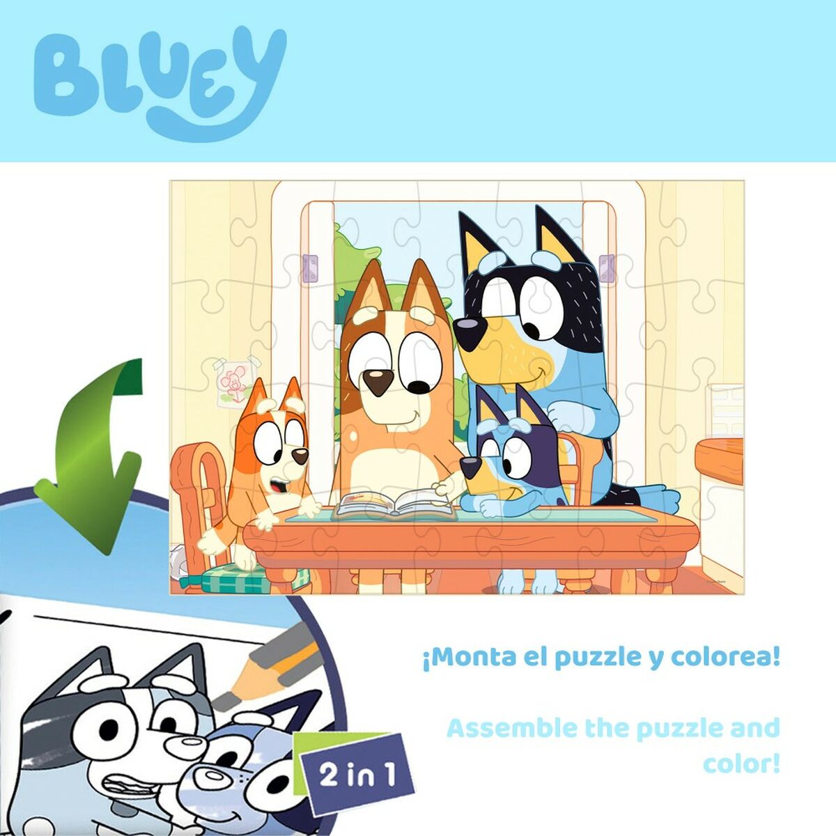 Kinderpuzzle Bluey Beidseitig 24 Stücke 50 x 35 cm (12 Stück)