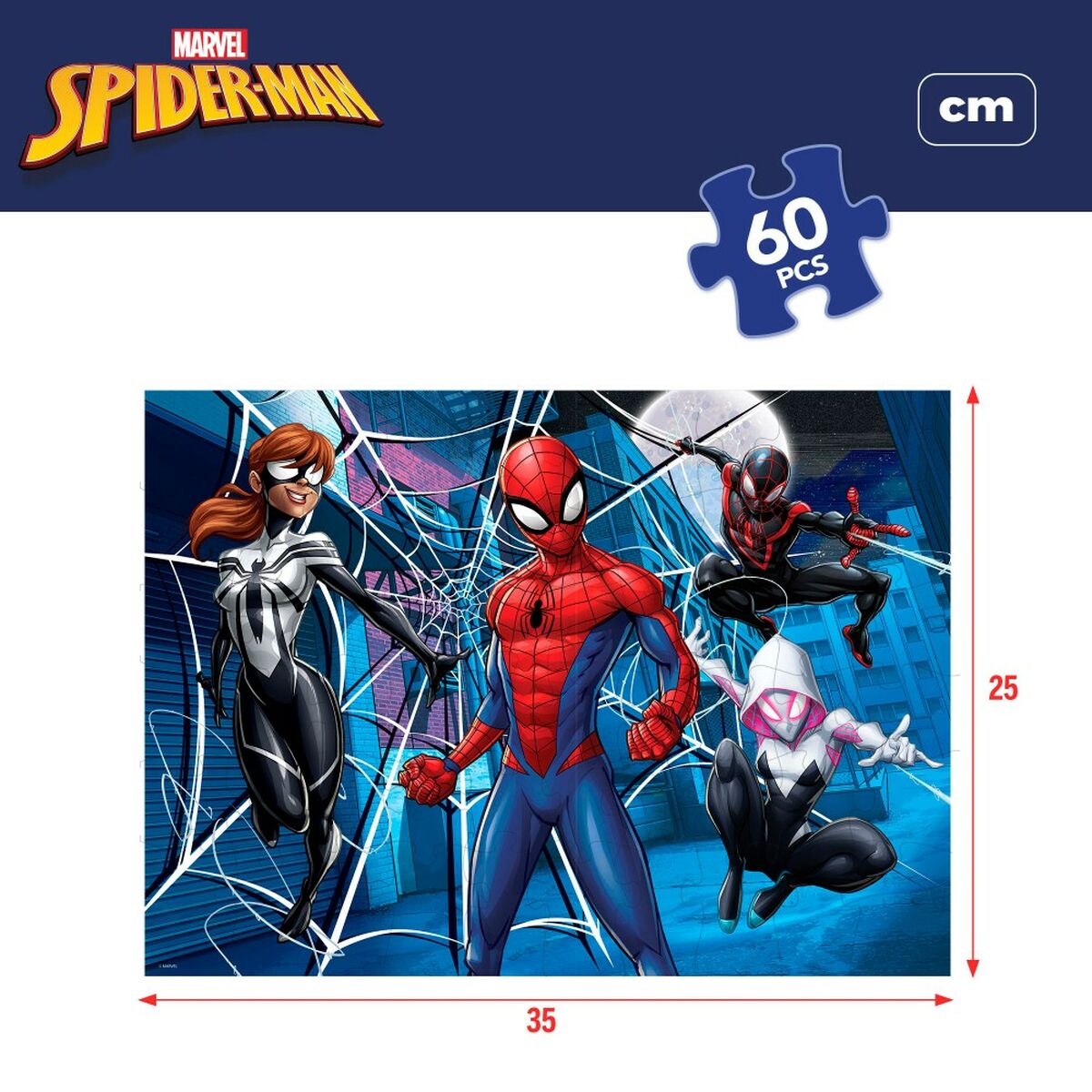 Kinderpuzzle Spider-Man Beidseitig 60 Stücke 70 x 1,5 x 50 cm (6 Stück)