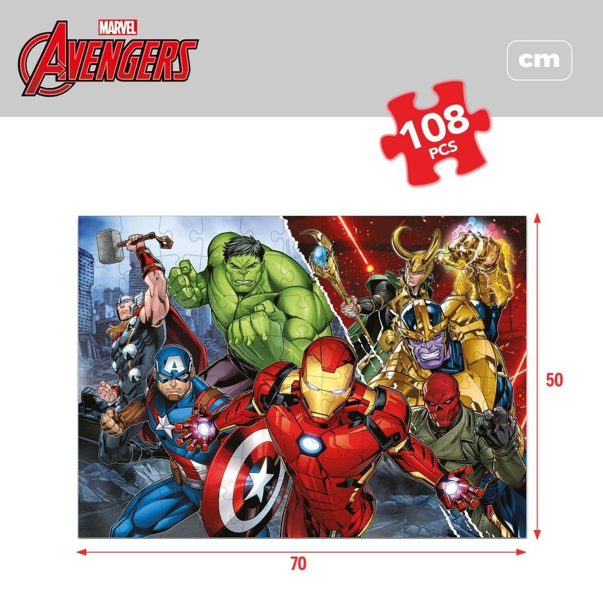 Kinderpuzzle The Avengers Beidseitig 108 Stücke 70 x 1,5 x 50 cm (6 Stück)