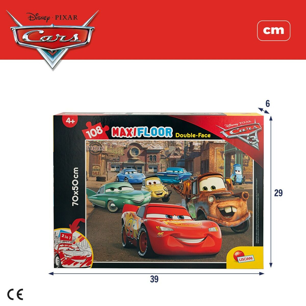 Kinderpuzzle Cars Beidseitig 108 Stücke 70 x 1,5 x 50 cm (6 Stück)