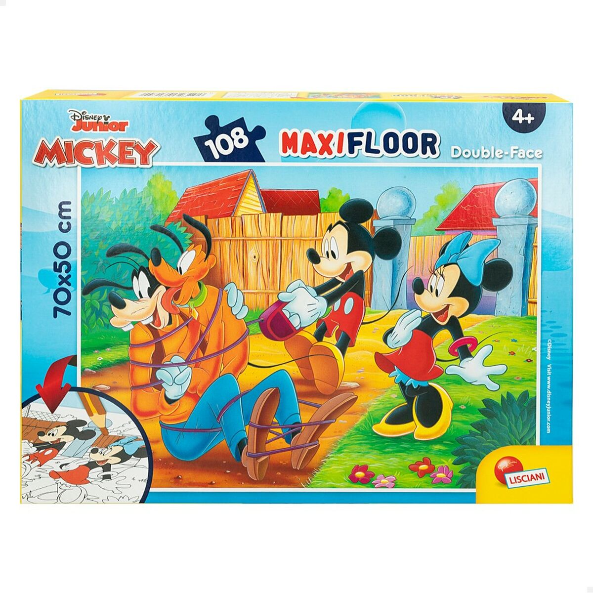 Kinderpuzzle Mickey Mouse Beidseitig 108 Stücke 70 x 1,5 x 50 cm (6 Stück)