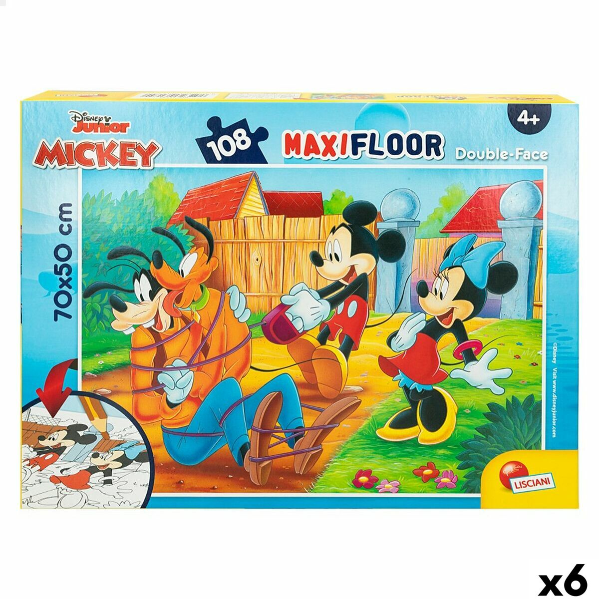 Kinderpuzzle Mickey Mouse Beidseitig 108 Stücke 70 x 1,5 x 50 cm (6 Stück)