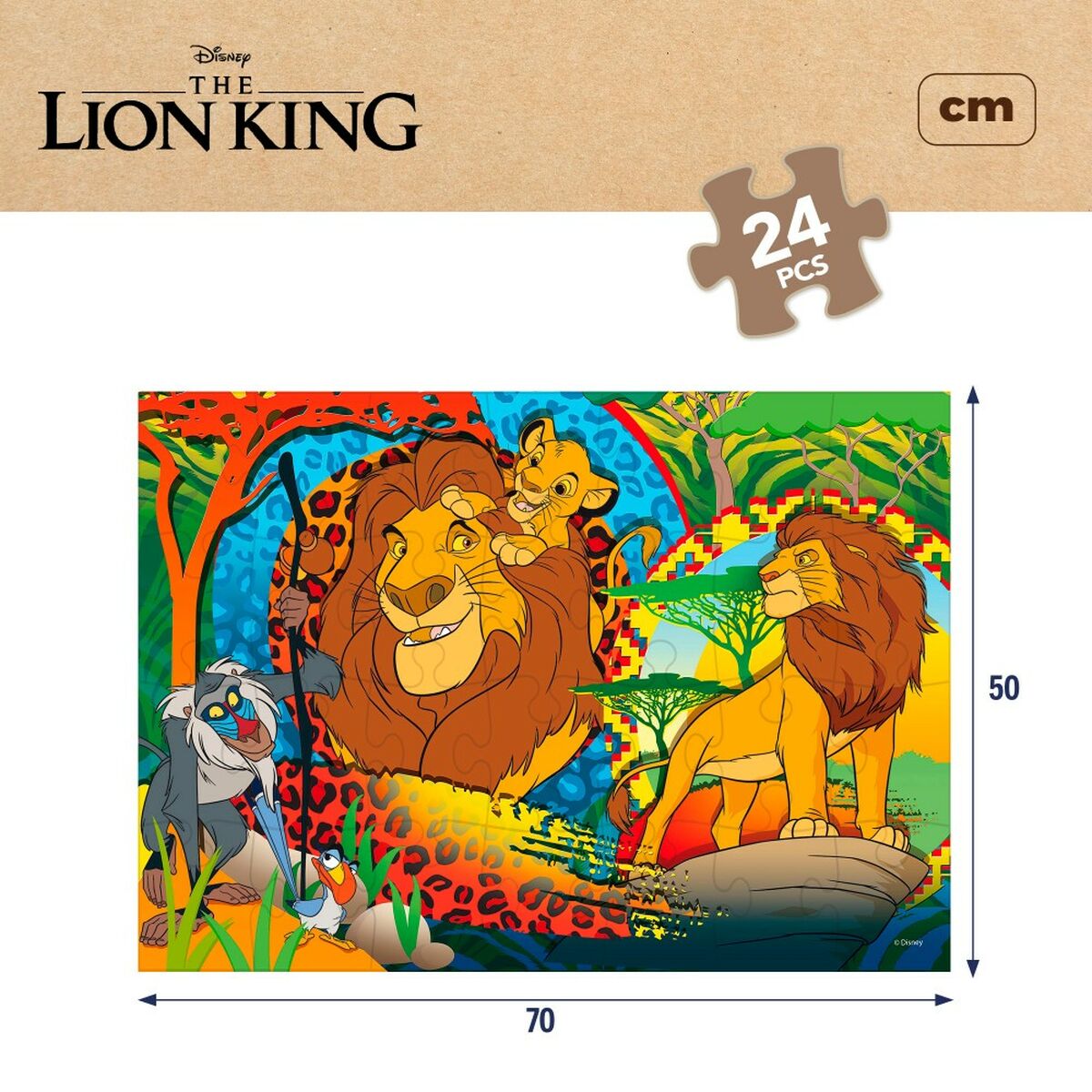 Kinderpuzzle The Lion King Beidseitig 24 Stücke 70 x 1,5 x 50 cm (12 Stück)