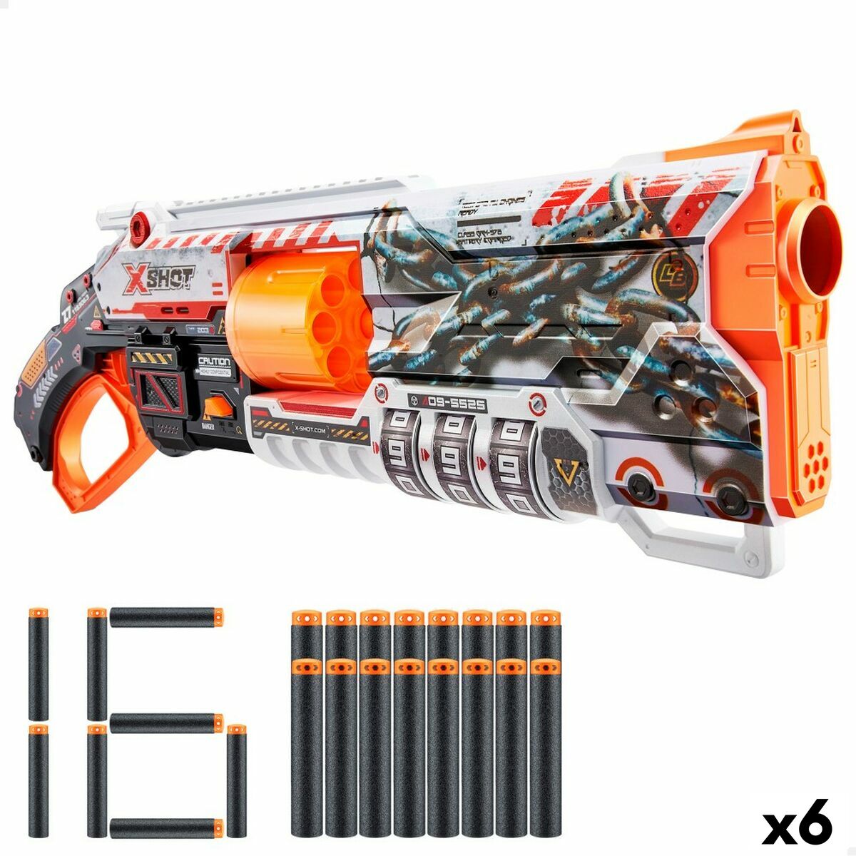 Dart-Pistole Zuru X-Shot Skins Lock Blaster 57 x 19 x 6 cm 6 Stück