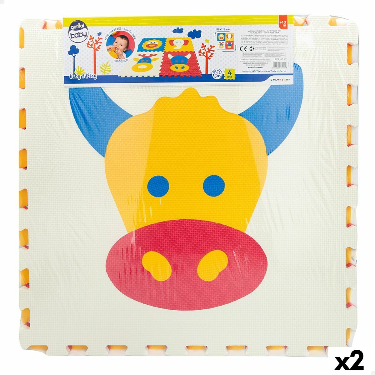 Puzzleteppich Colorbaby 4 Stücke tiere 118 x 118 cm EVA (2 Stück)