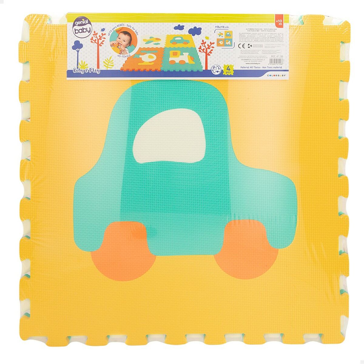 Puzzleteppich Colorbaby 4 Stücke Fahrzeuge 118 x 118 cm EVA (2 Stück)